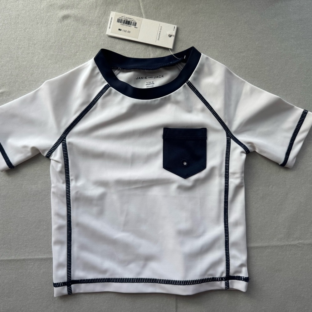Janie and Jack White and Navy Kids Rashguard